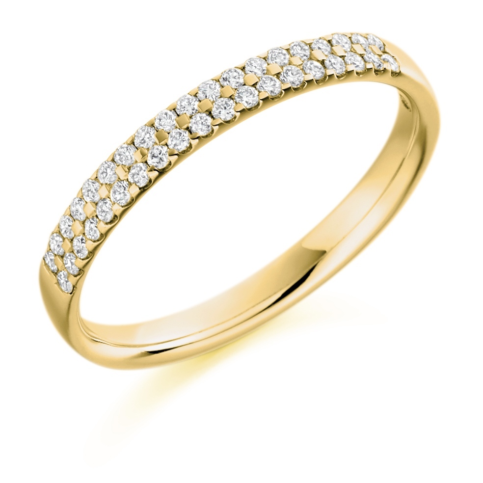 Addison - Double Row Micro-Claw Set Diamond Wedding Ring