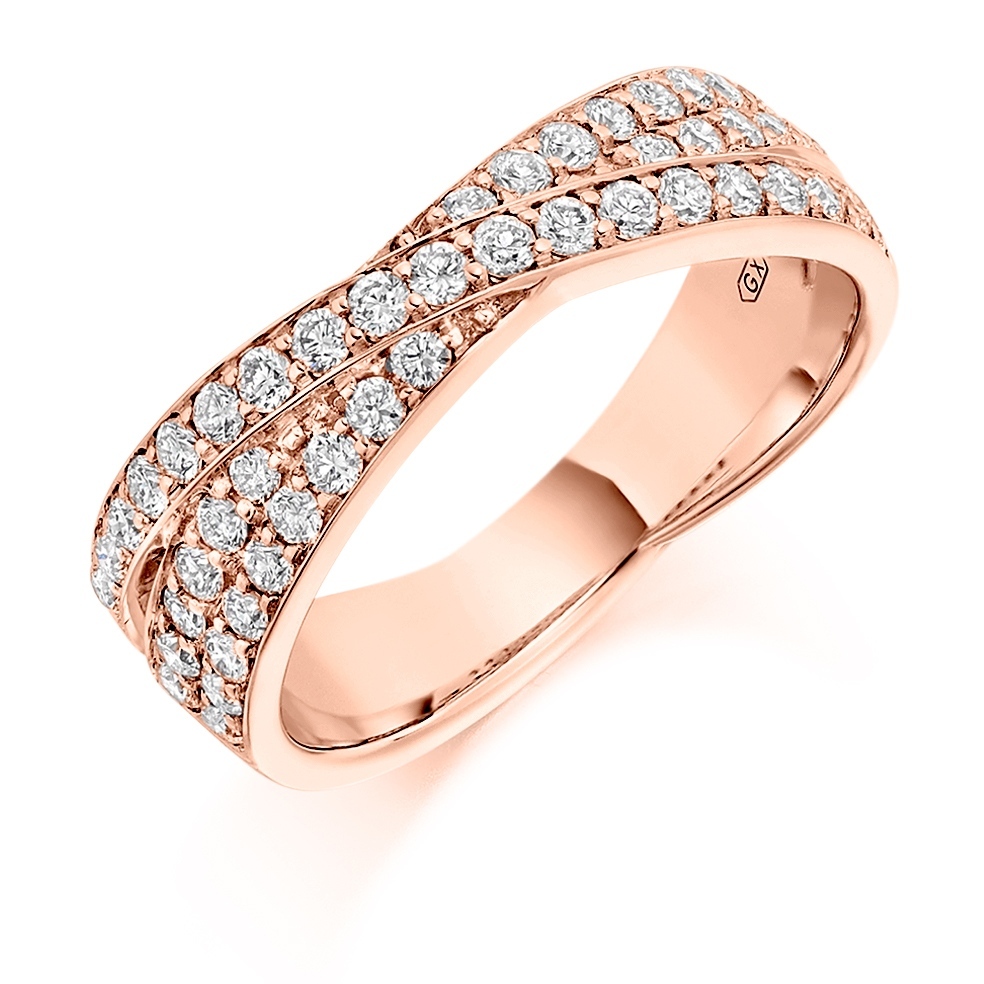 Camila - Shaped Grain Set Diamond Wedding Ring