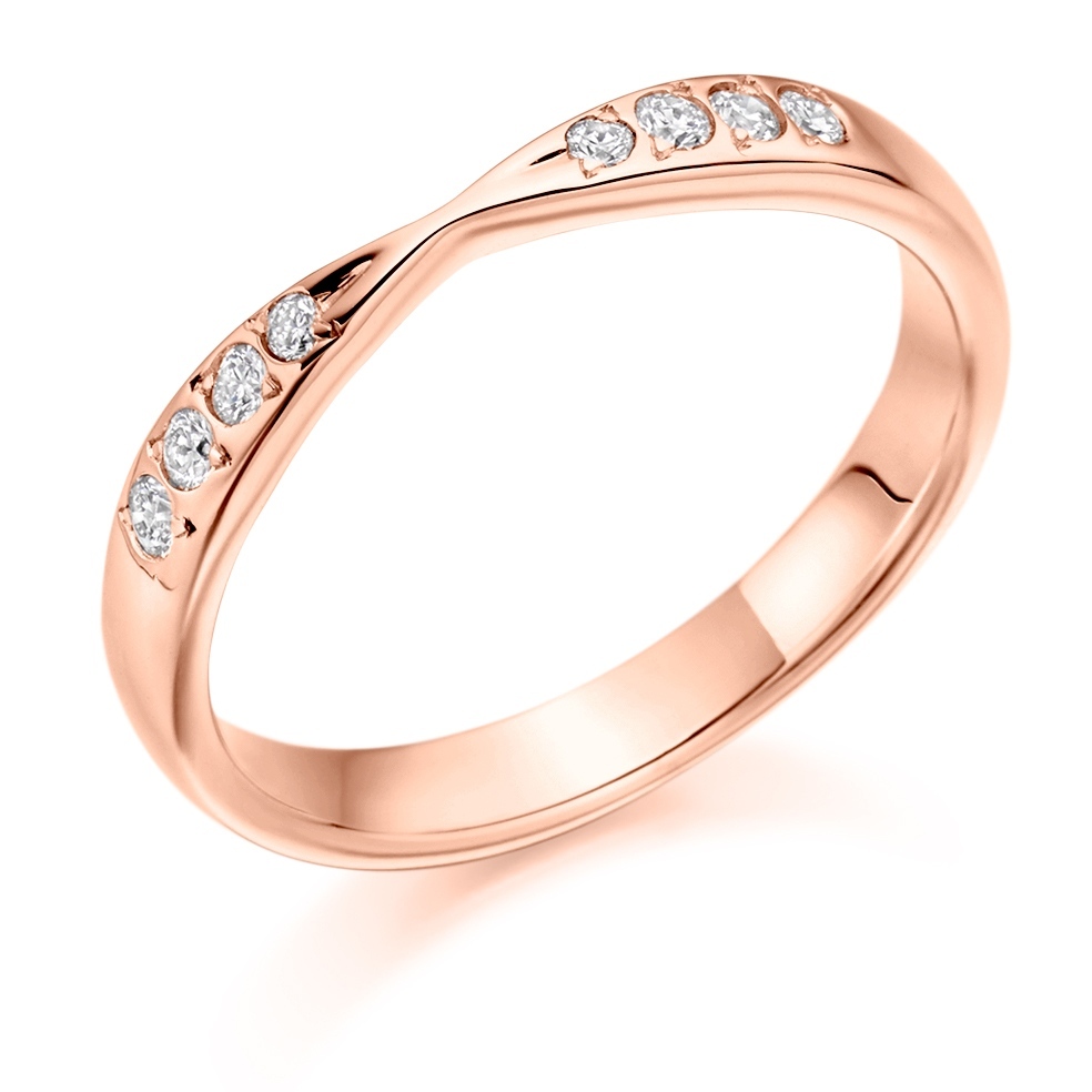 Aubrey - Shaped Grain Set Diamond Wedding Ring