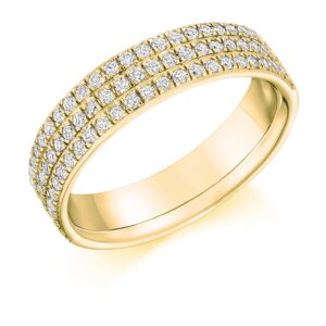 Zoe - Triple Row Grain Set Diamond Wedding Ring